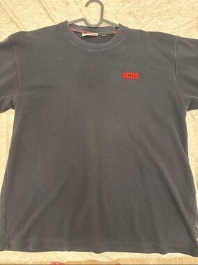 COS Black Short-Sleeve Crew Tee with Red GCDS Chest Logo